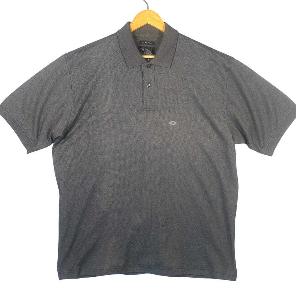 Van Heusen Men Micro Pima Short Sleeve‎ Polo Shirt Gray XL